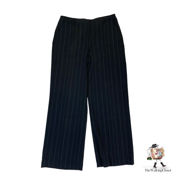 Merona Taylor Pants Womens 12 Pin Stripe Sits At Hip Front Zip Ebony Stripe - Picture 1 of 8